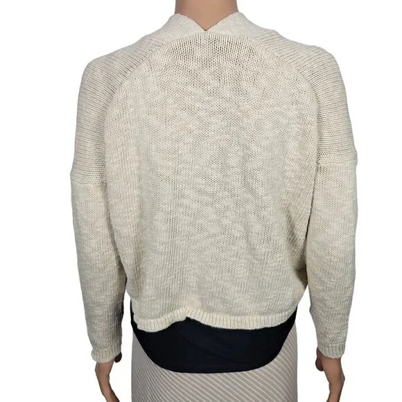 Lucky Brand Women's Cream Colored Cotton/Linen Blend Boho Crop Cardigan Size S - Picture 6 of 12